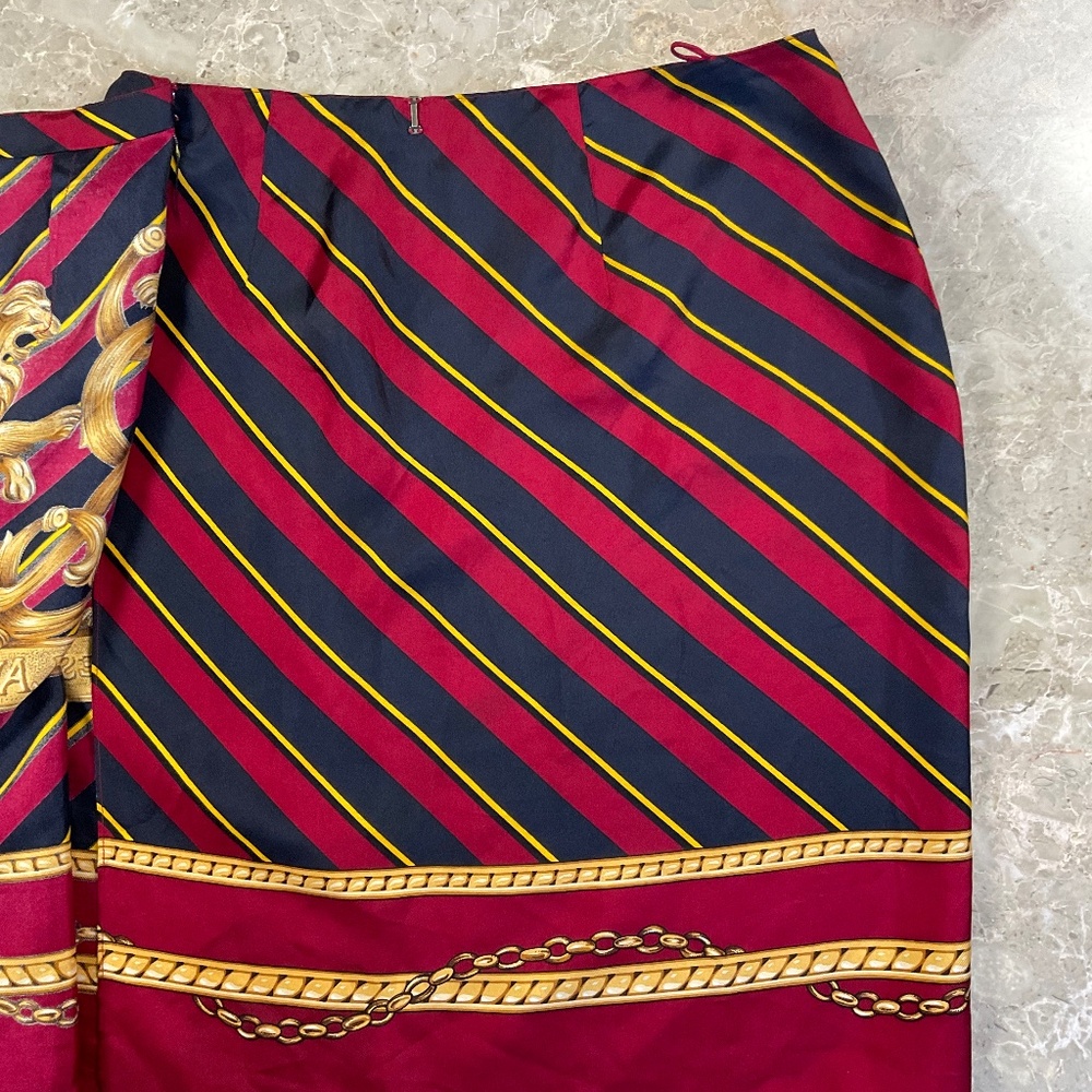 Ralph Lauren Blue Label Lion Heraldry Crest 100% Silk Wrap Skirt Small - Picture 7 of 14